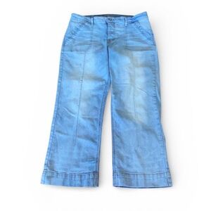 Hydraulic Jeweled High Rise Wide Leg Womens Sz 14  Cropped Blue Jeans Button Fly